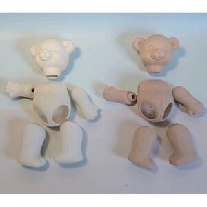 8" Unpainted Ceramic Bear Figurine Parts Set – Paintable Bisque DIY Craft Lot 2